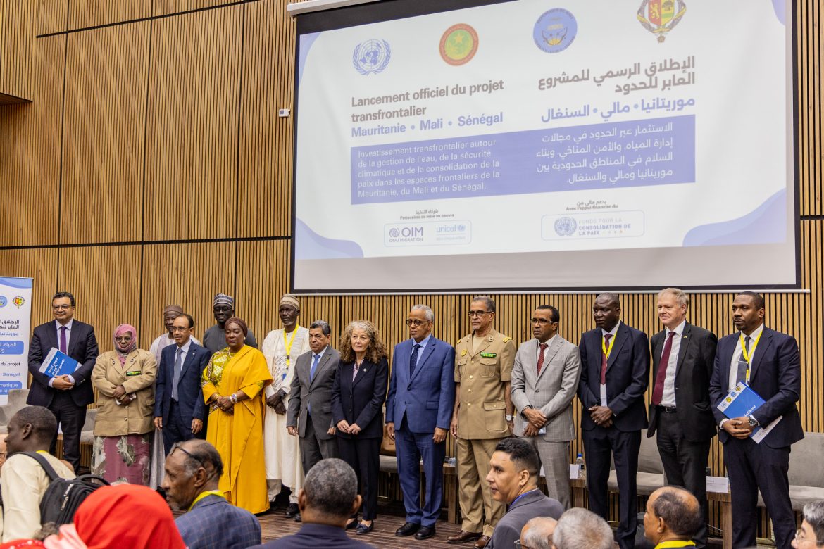 𝐋𝐚𝐧𝐜𝐞𝐦𝐞𝐧𝐭 𝐨𝐟𝐟𝐢𝐜𝐢𝐞𝐥 𝐚̀ 𝐍𝐨𝐮𝐚𝐤𝐜𝐡𝐨𝐭𝐭 en Mauritanie du projet « Investissement transfrontalier autour de la gestion de l’eau, de la sécurité climatique et de la consolidation de la paix dans les espaces frontaliers de la Mauritanie, du Mali et du Sénégal »